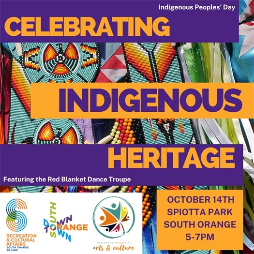 Celebrating Indigenous Heritage on Oct. 14th in Spiotta Park from 5-7pm, featuring the Red Blanket Dance Troupe