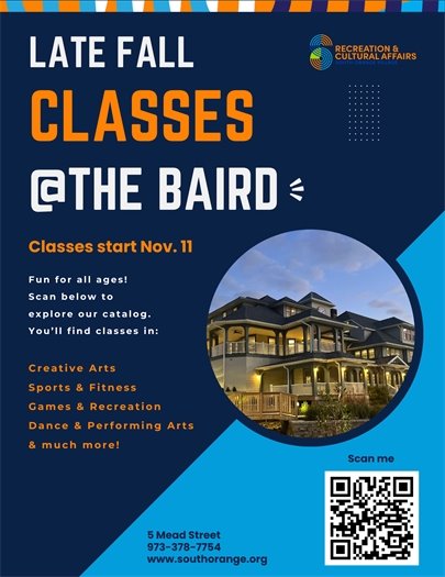 Late Fall Registration for Classes at the Baird are now open!