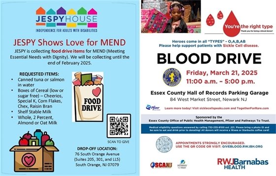 MEND & Blood drive flyers 02.2025