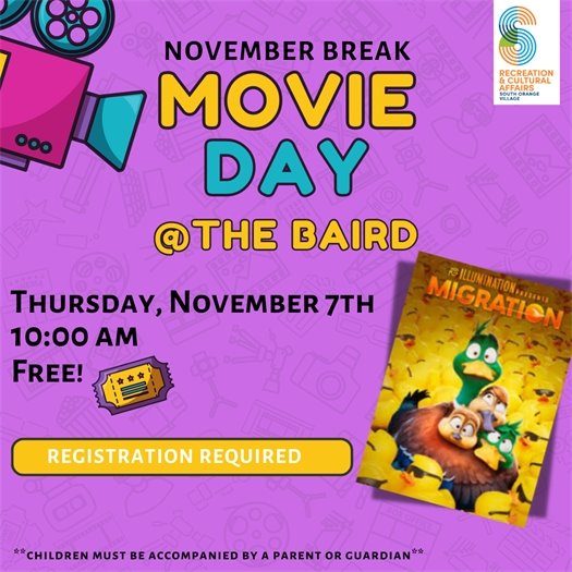 Movie Day at the Baird on Thursday, November 7th at 10am