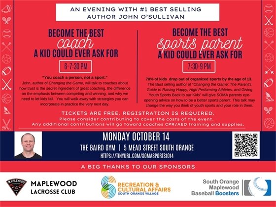 Speaker John O'Sullivan Event for South Orange & Maplewood Coaches & Sports Parents