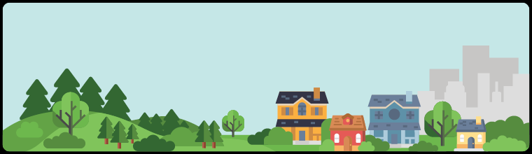 strip of land with homes